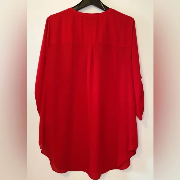 Worthington V-Neck Red Blouse - 3/4 sleeve - Women’s Size 1x Stretch Material - Picture 2 of 3